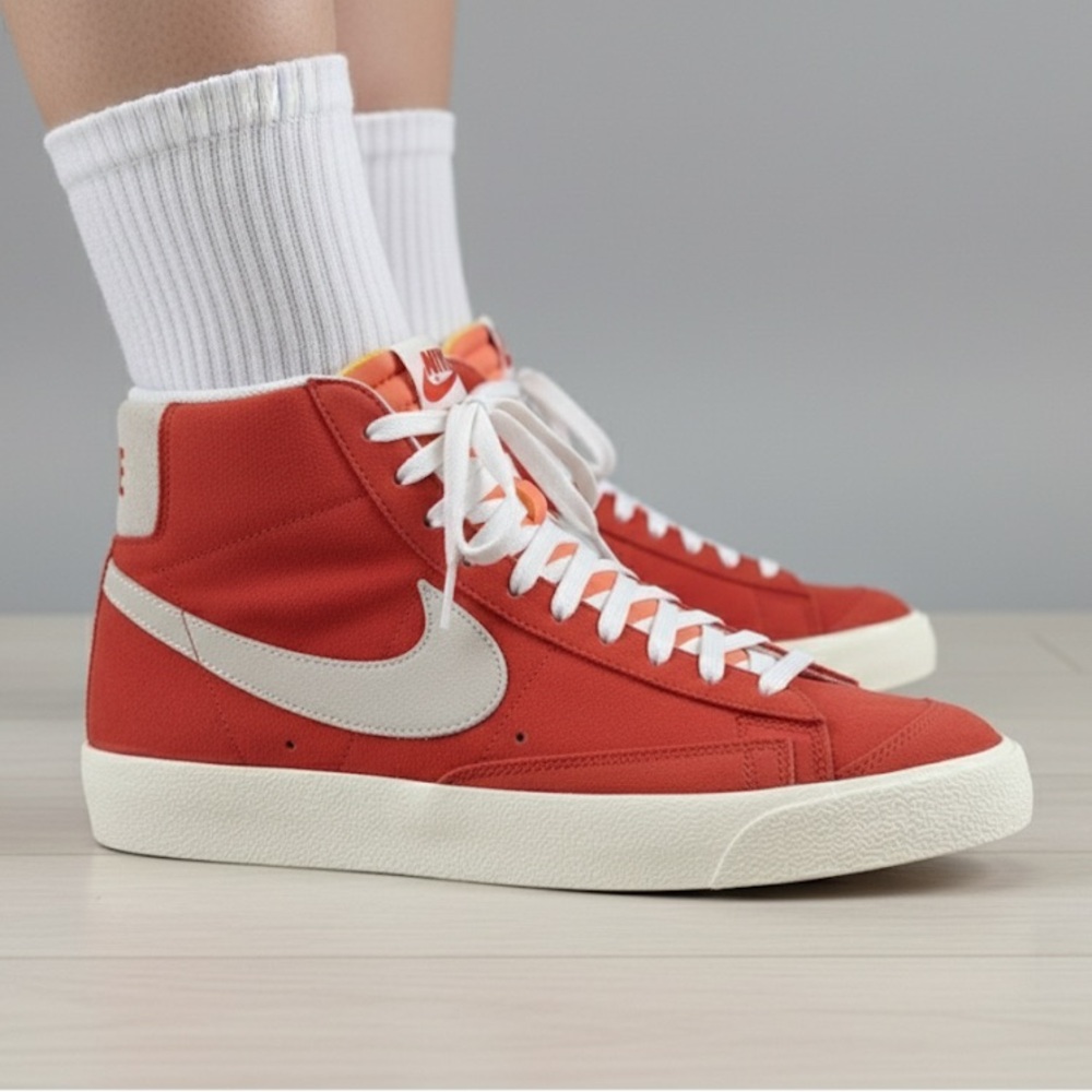 Nike Blazer Mid ‘77 Suede Habanero Red-White-Sail-Black Size 9